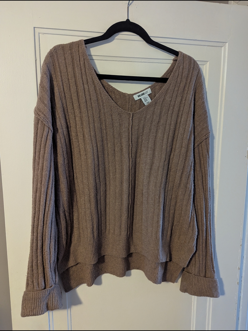William Rast Ribbed Knit Pullover - Taupe Brown - Picture 2 of 7